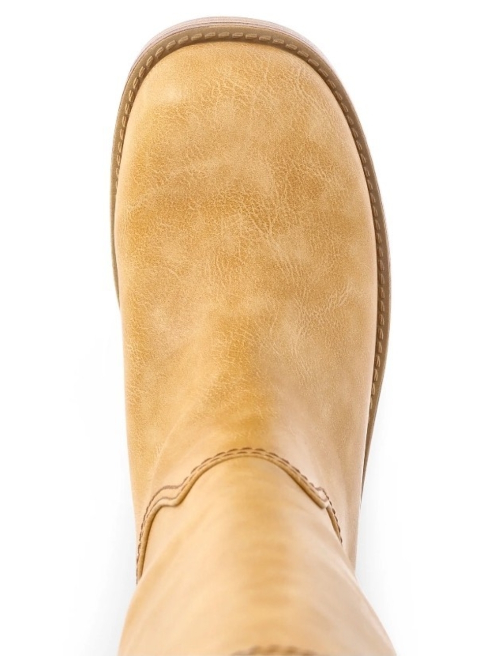 Knee-High Tan Block Heel Riding Boots - Picture 3 of 14